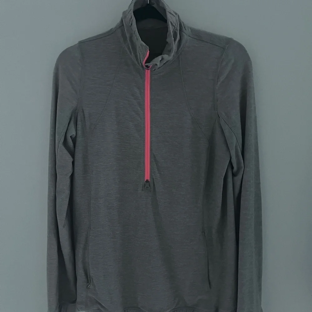 Lululemon Gray Quarter-Zip Pullover with orange Accent - Picture 2 of 7